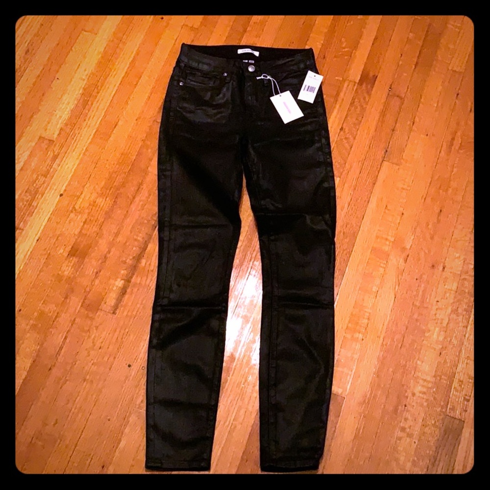 NWT Good American Waxed Black Jeans-Leather Like